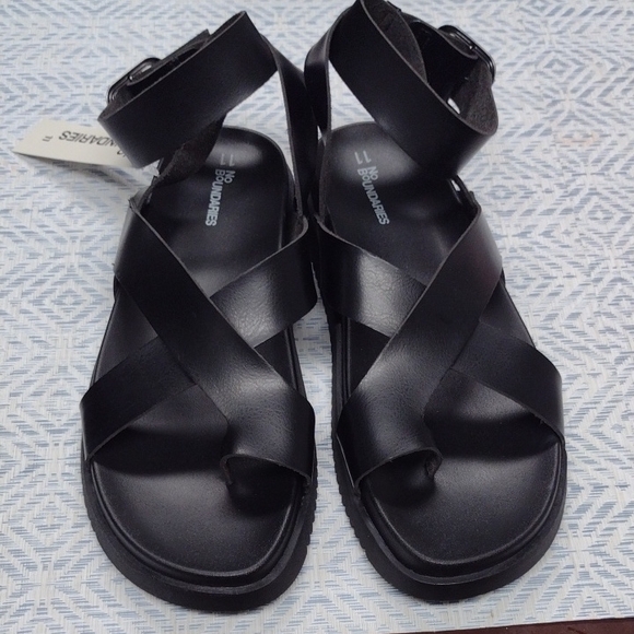 No Boundaries Shoes - No Boundaries Black Strappy Sandals